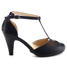 Chase & Chloe Kimmy-36 Women's Teardrop Cut Out T-Strap Mid Heel Dress Pumps