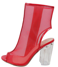 Delicious Women's Ope Toe Mesh Block Chunky Clear Perspex Heel Ankle Boot Bootie