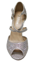 Bella Marie Shania-1 Women's peep toe rhinestone glitter crossing strap dance sandals