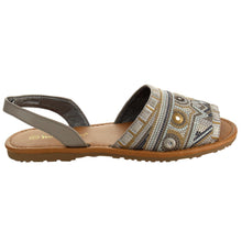 Nature Breeze FI12 Women's Slip On Embroidered Peep Toe Flat Sandals