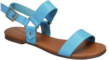 Breckelle's Women's Strappy Slingback Buckle Flat Sandal