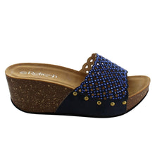 Refresh IE86 Women's Rhinestone Studded Slip On Platform Wedge Sandal