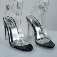 Womens Lucite Clear Cinderella Block Heel Transparent Sandal Slides-Sandals