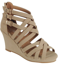 Forever Link Sammy-76 Strappy Interwoven Buckle Accent Wedge Sandal