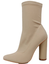 Cape Robbin Women's Pointy Toe Lycra Elastic Pull on Ankle Bootie Heel Boot