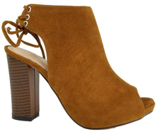 Chase & Chloe EC79 Women's Back Lace Up Cut Out High Block Heel Ankle Booties