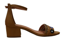 Nature Breeze Women's Beaded Crystal Low Block Heel Open Toe Sandal