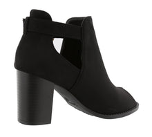 Top Moda Women's Peep Toe Cut Out Chunky Stacked Block Heel Ankle Bootie