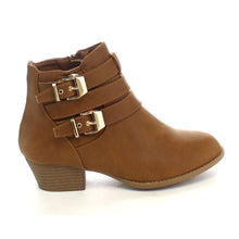 Top Moda Cl-14 Women's Buckle Straps Stacked Low Heel Ankle Booties