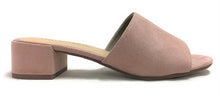 City Classified Women's Open Toe Chunky Heel Suede Slide Sandals Shoes