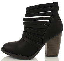 Soda Women's Kelly Cut Out Strappy Stacked Chunky Ankle Bootie