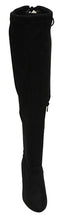Top Moda Keen-1 women's almond toe chunky heel tie up side zip suede knee high boots