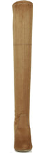 Forever Link Women's Stacked Chunky Heel Stretch Thigh High Pull On Boot