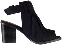 Soda Women's Oxford Fringe Tassel Peep Toe Buckle Slingback Bootie