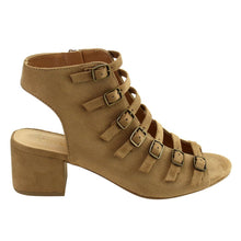 City Classified Women's Strappy Buckle Open Toe Chunky Stacked Heel Ankle Bootie