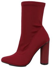 Cape Robbin Women's Pointy Toe Lycra Elastic Pull on Ankle Bootie Heel Boot