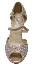 Bella Marie Shania-1 Women's peep toe rhinestone glitter crossing strap dance sandals