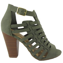 Delicious Women's Cutout Caged Buckle Stacked Chunky Heel Bootie