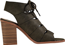 Soda Women's Quince Faux Leather Peep Toe Lace Up Gladiator Slingback Open Back Ankle Boot