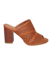 Women Leatherette Chunky Heel Mule - Casual, Dressy, Versatile - Perforated Sandal - GF53 By Nature Breeze