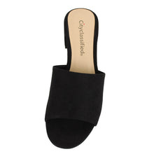 City Classified Women's Open Toe Chunky Heel Suede Slide Sandals Shoes
