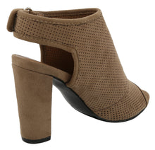 Top Moda Women's Perforated Cutout Laser Chunky Stacked Heel Ankle Bootie