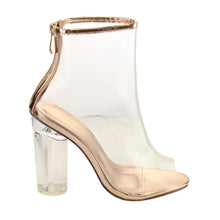 X2B FG97 Women's Ankle High Peep Toe Lucite Heel Bootie Sandals
