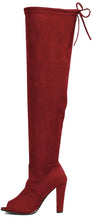 Forever Link Women's Thigh High Chunky Heel Peep Toe Boot
