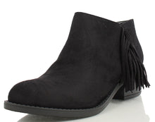Soda Women's Doctor Faux Suede Fringe Round Toe Low Heel Ankle Boot , Clay, 6 M US