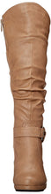 Top Moda PAGE-65 Women's Knee High Round Toe Lace-up Slouched High Heel Boots
