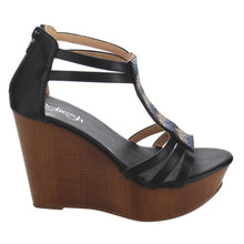 Refresh IE24 Women's T-strap Back Zipper Platform Wedge Sandal