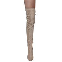 Chase & Chloe EE81 Women's Thigh High Corset Lace Up Stacked High Heel Boots