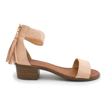 Top Moda Women's Tassel Fringe Zip Back Block Heel Sandal