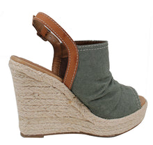 Soda Women's Open Toe Ruched Canvas Espadrille Platform Wedge