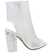 Delicious Women's Ope Toe Mesh Block Chunky Clear Perspex Heel Ankle Boot Bootie