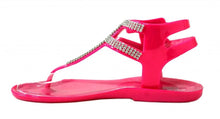 Kali Footwear Women's Clara Jelly T-strap Rhinestone Flat Gladiator Sandals