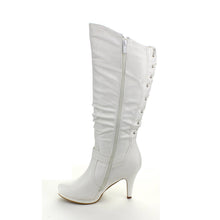 Top Moda PAGE-65 Women's Knee High Round Toe Lace-up Slouched High Heel Boots