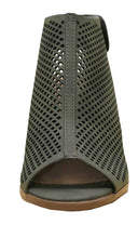 Cambridge Select Women's Laser Cut Slingback Stacked Heel Pump Bootie