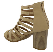 Top Moda Women's Cutout Zip Back Stacked Chunky Heel Sandal