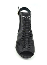 Chase & Chloe Brian-1 Women's Cutout Weave Ankle Strap Chunky Heel