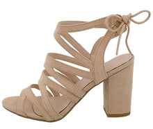 Top Moda Women's Cutout Tie Back Stacked Chunky Platform Heel Sandal