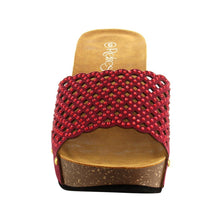 Refresh IE86 Women's Rhinestone Studded Slip On Platform Wedge Sandal