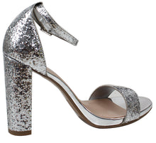 Delicious Women's Glitter Open Toe Ankle Strap Block Heel Sandal