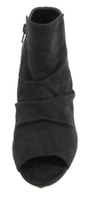 City Classified Women's Peep Toe Ruched Wedge Ankle Bootie