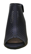 Cambridge Select Women's Laser Cut Slingback Stacked Heel Pump Bootie