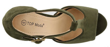 Top Moda Women's Peep Toe T-Strap Buckle Platform High Heel Sandal