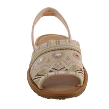 Nature Breeze FI12 Women's Slip On Embroidered Peep Toe Flat Sandals