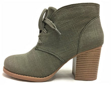 Delicious by Soda Women's Ripley Sueded Lace Up Chunky Stacked Heel Ankle Bootie