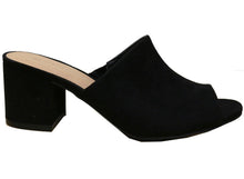 Wild Diva Women's Slip On Peep Toe Stacked Chunky Heel Mule