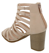 Top Moda Women's Cutout Zip Back Stacked Chunky Heel Sandal
